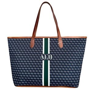 NEW Barrington St. Anne Zippered Large Tote Blue Printed Monogram Shoulder Bag